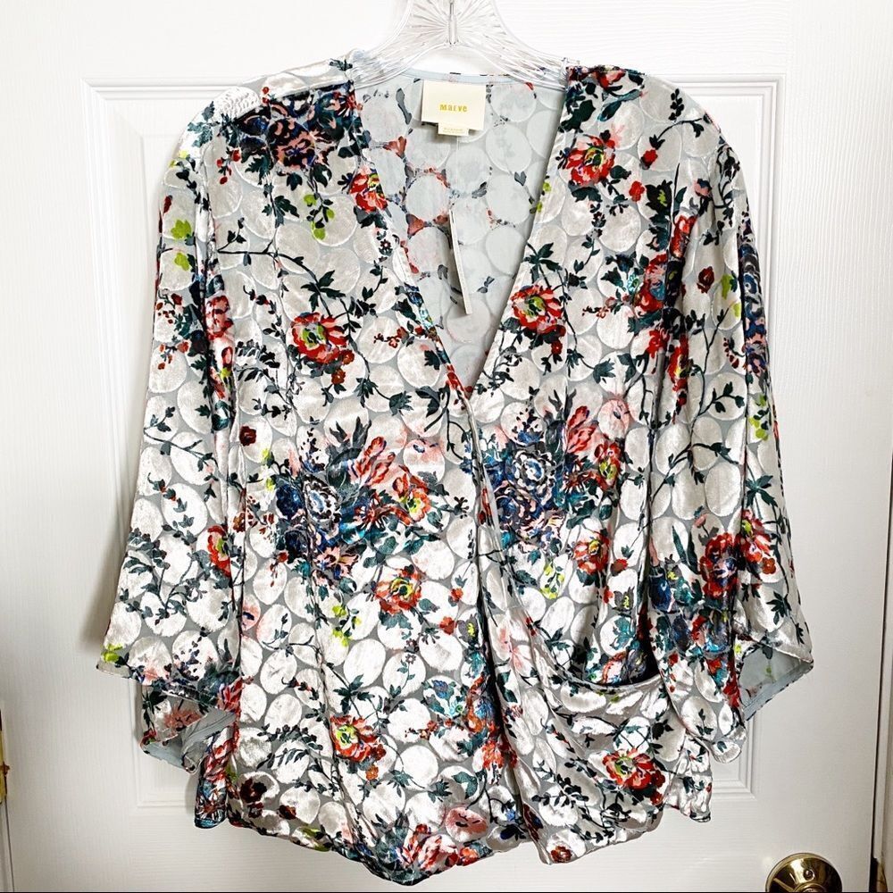 Anthropologie Maeve Umi Silk Velvet Kimono Top NWT
